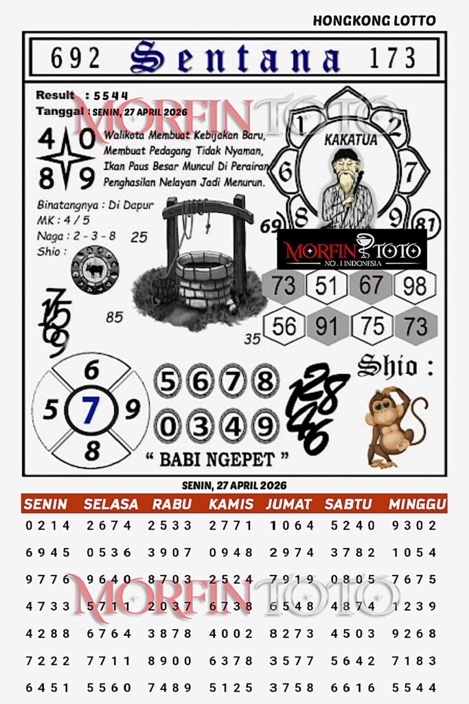 SYAIR TOGEL SENTANA  HONGKONG LOTTO 27 APRIL 2026