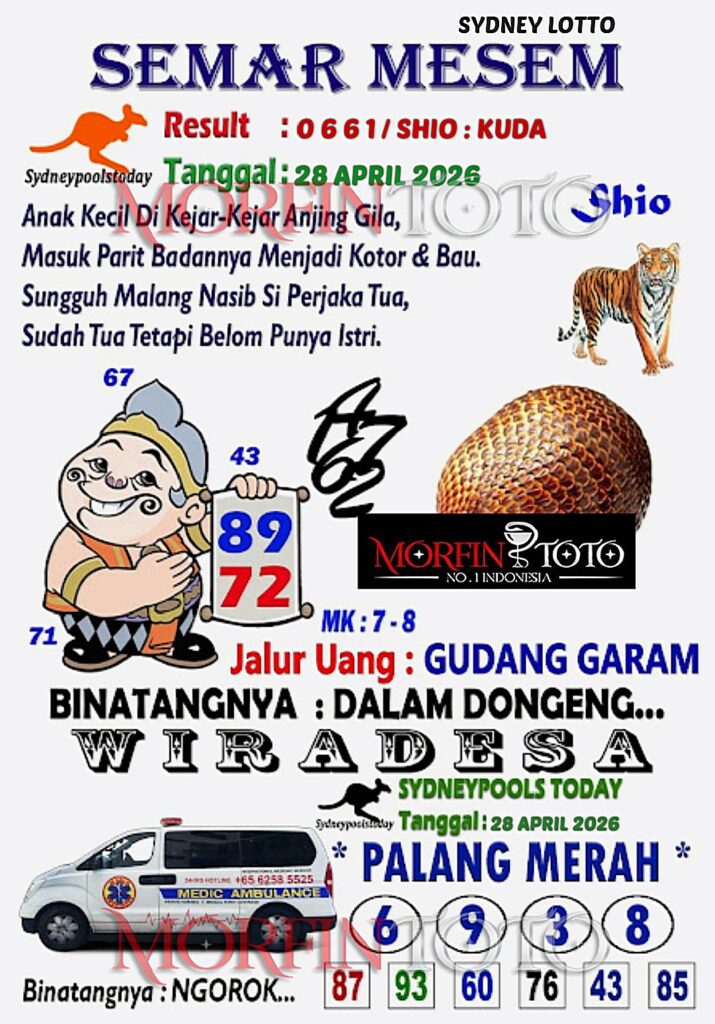 SYAIR TOGEL SEMAR MESEM SYDNEY LOTTO 28 APRIL 2026