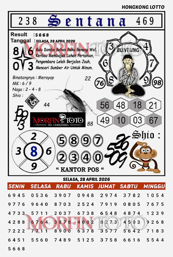 SYAIR TOGEL SENTANA  HONGKONG LOTTO 28 APRIL 2026