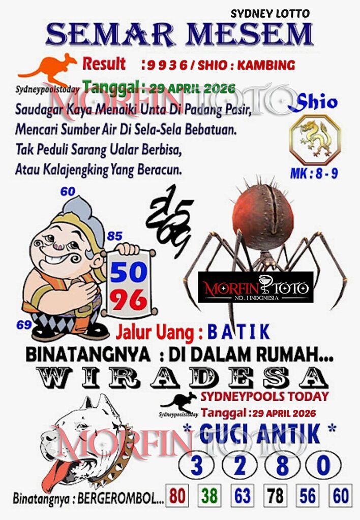 SYAIR TOGEL SEMAR MESEM SYDNEY LOTTO 29 APRIL 2026