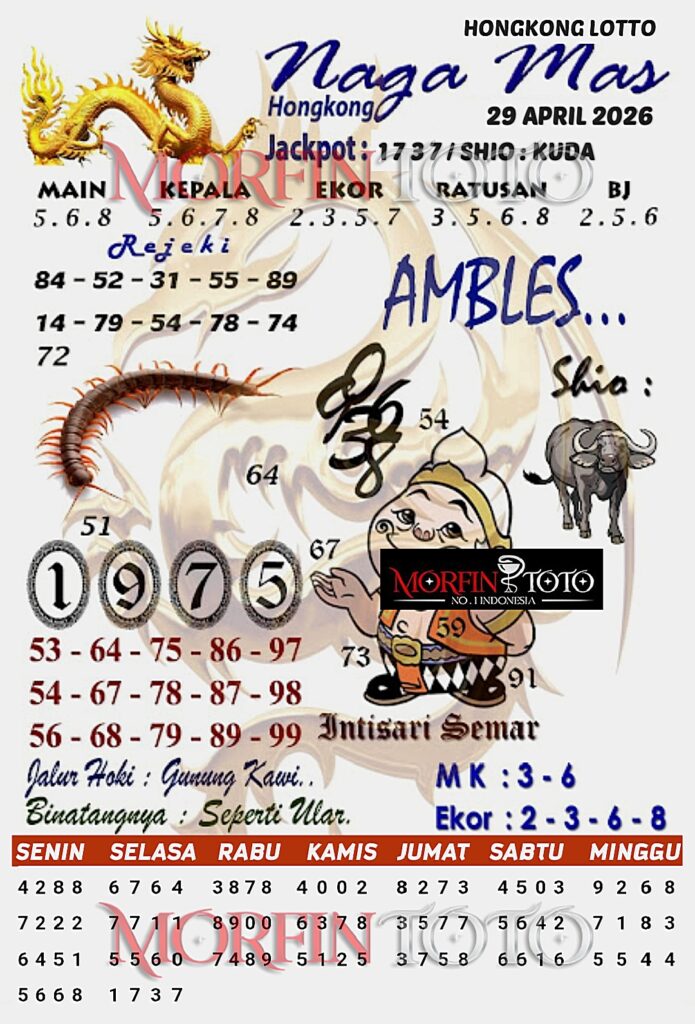 SYAIR TOGEL NAGA MAS  HONGKONG LOTTO 29 APRIL 2026