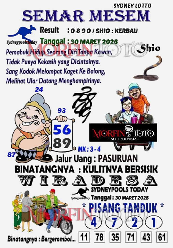 SYAIR TOGEL SEMAR MESEM SYDNEY LOTTO 30 APRIL 2026