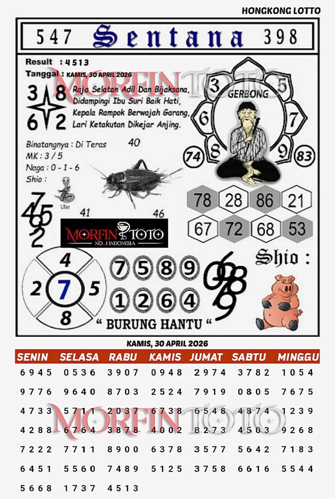 SYAIR TOGEL SENTANA  HONGKONG LOTTO 30 APRIL 2026