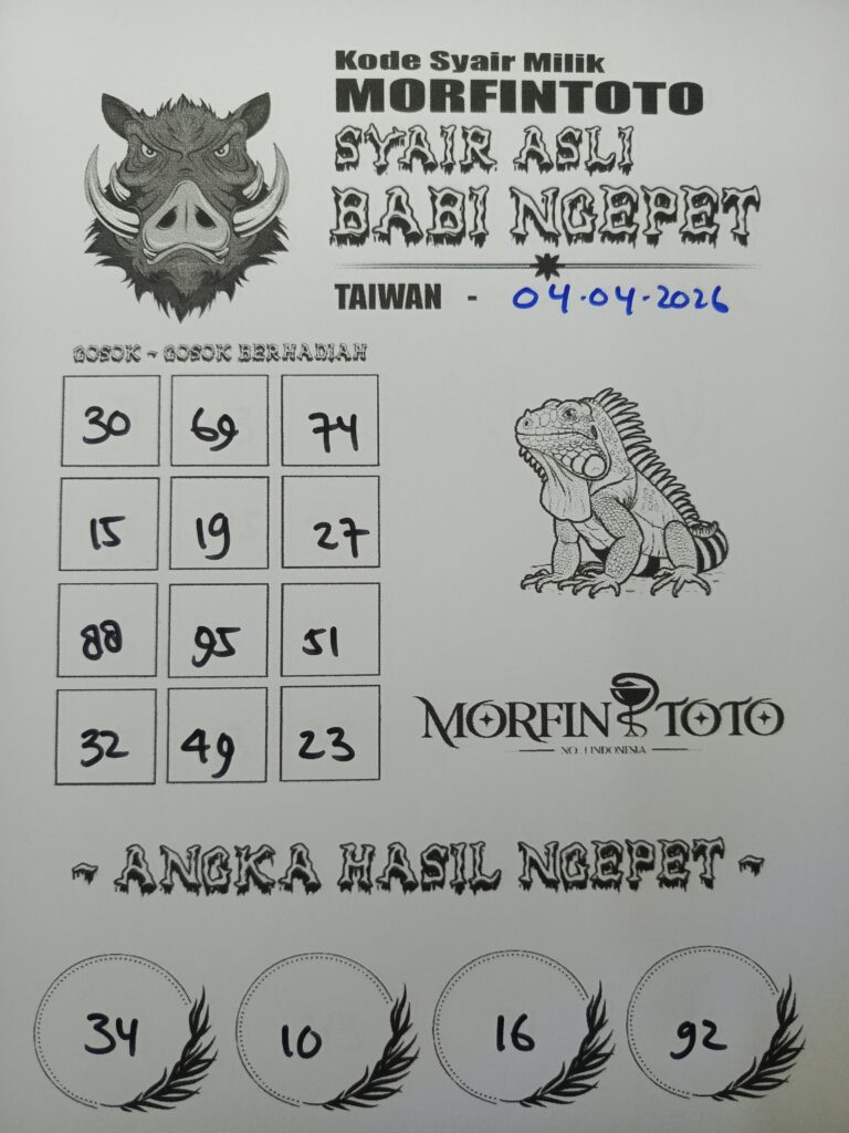 SYAIR TOGEL BABI NGEPET TAIWAN 04 APRIL 2026