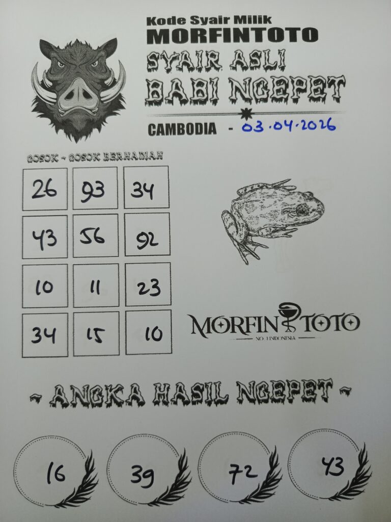 SYAIR TOGEL BABI NGEPET CAMBODIA 03 APRIL 2026