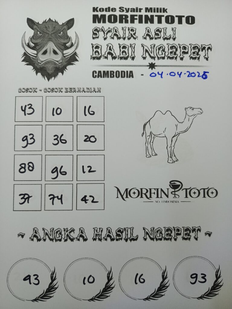 SYAIR TOGEL BABI NGEPET CAMBODIA 04 APRIL 2026