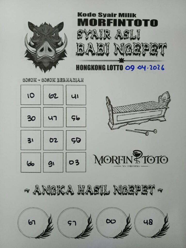 SYAIR TOGEL BABI NGEPET HONGKONG LOTTO 09 APRIL 2026