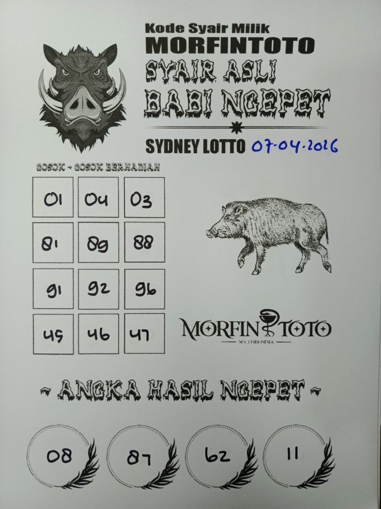 SYAIR TOGEL SUZANA SYDNEY LOTTO 07 APRIL 2026