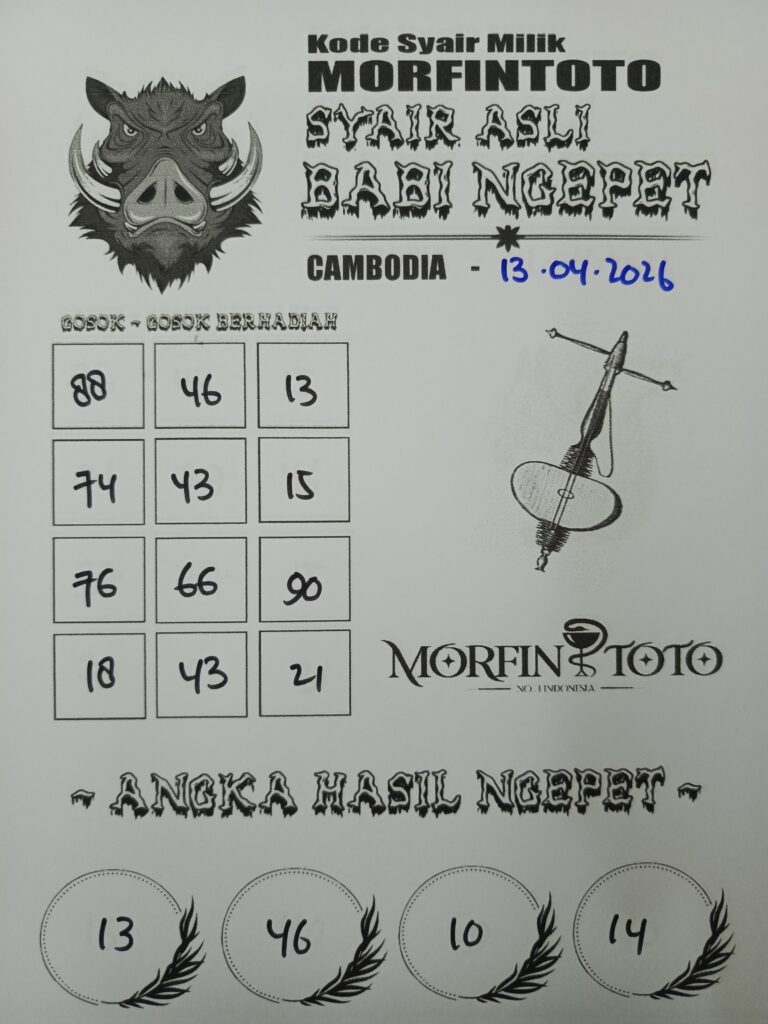SYAIR TOGEL BABI NGEPET CAMBODIA 13 APRIL 2026