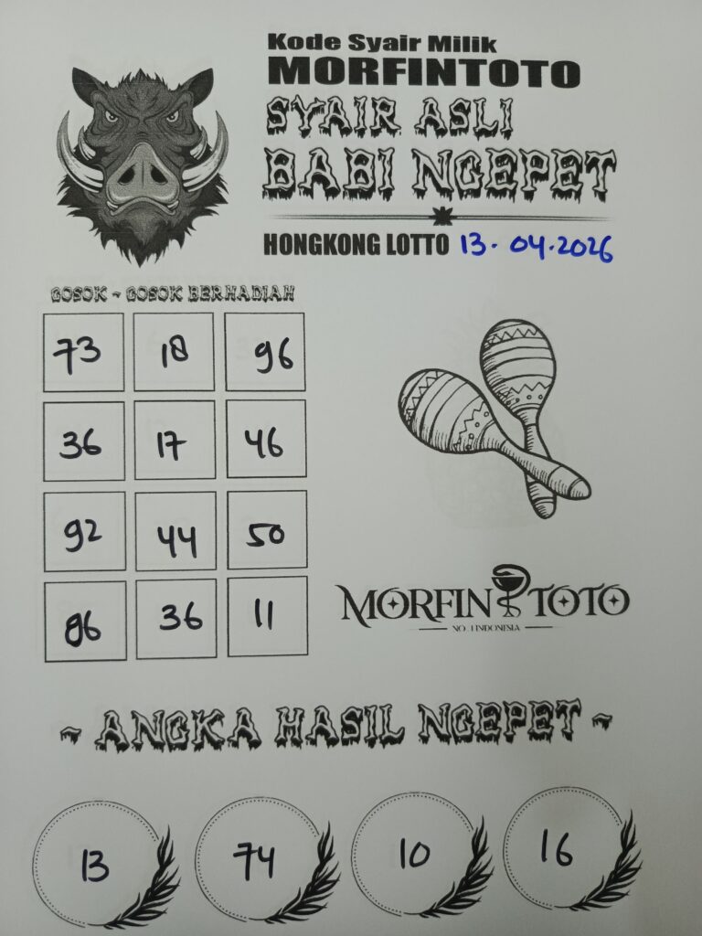 SYAIR TOGEL BABI NGEPET HONGKONG LOTTO 13 APRIL 2026