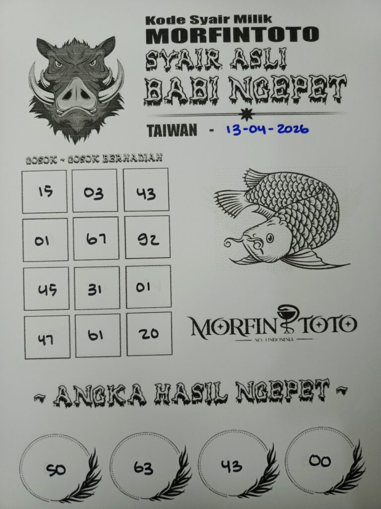 SYAIR TOGEL BABI NGEPET TAIWAN 13 APRIL 2026