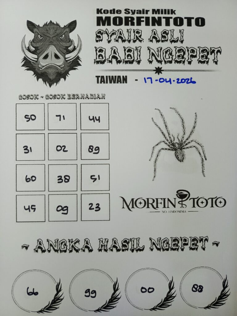 SYAIR TOGEL BABI NGEPET TAIWAN 17 APRIL 2026