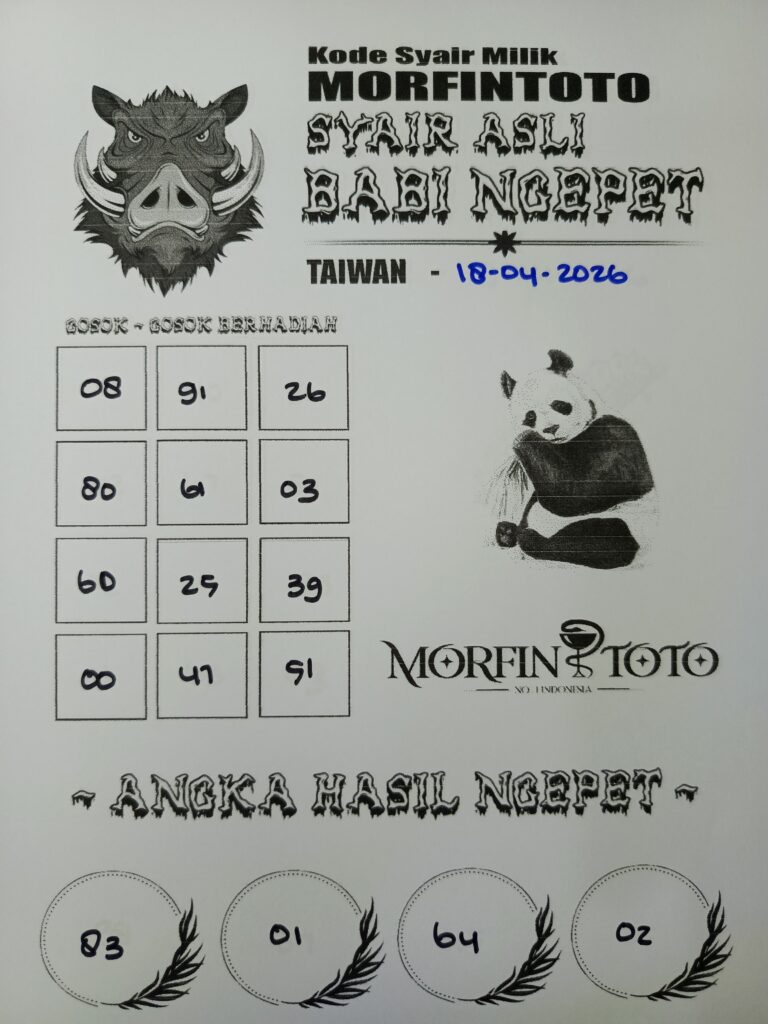 SYAIR TOGEL BABI NGEPET TAIWAN 18 APRIL 2026