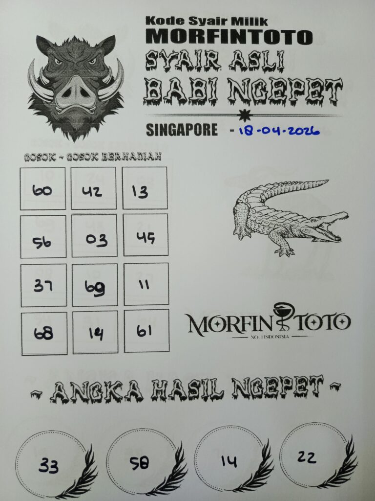 SYAIR TOGEL SINGAPORE BABI NGEPET 18 APRIL 2026