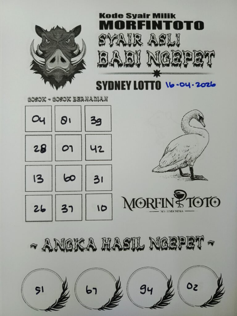 SYAIR TOGEL BABI NGEPET SYDNEY LOTTO 16 APRIL 2026