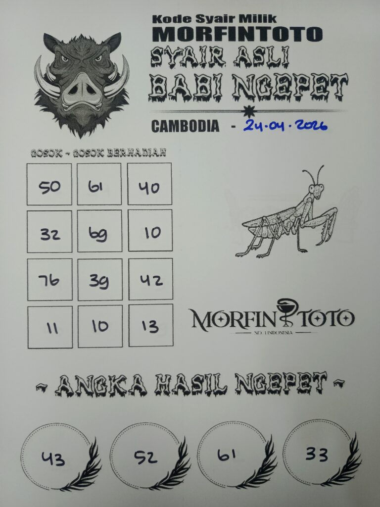SYAIR TOGEL BABI NGEPET CAMBODIA 24 APRIL 2026