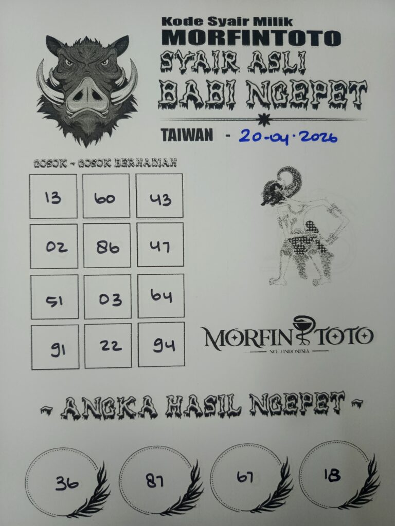SYAIR TOGEL BABI NGEPET TAIWAN 20 APRIL 2026