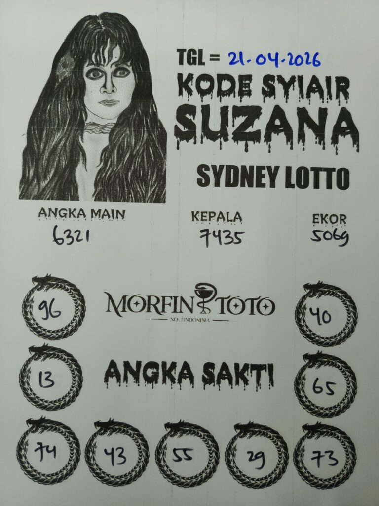 SYAIR TOGEL SUZANA SYDNEY LOTTO 21 APRIL 2126