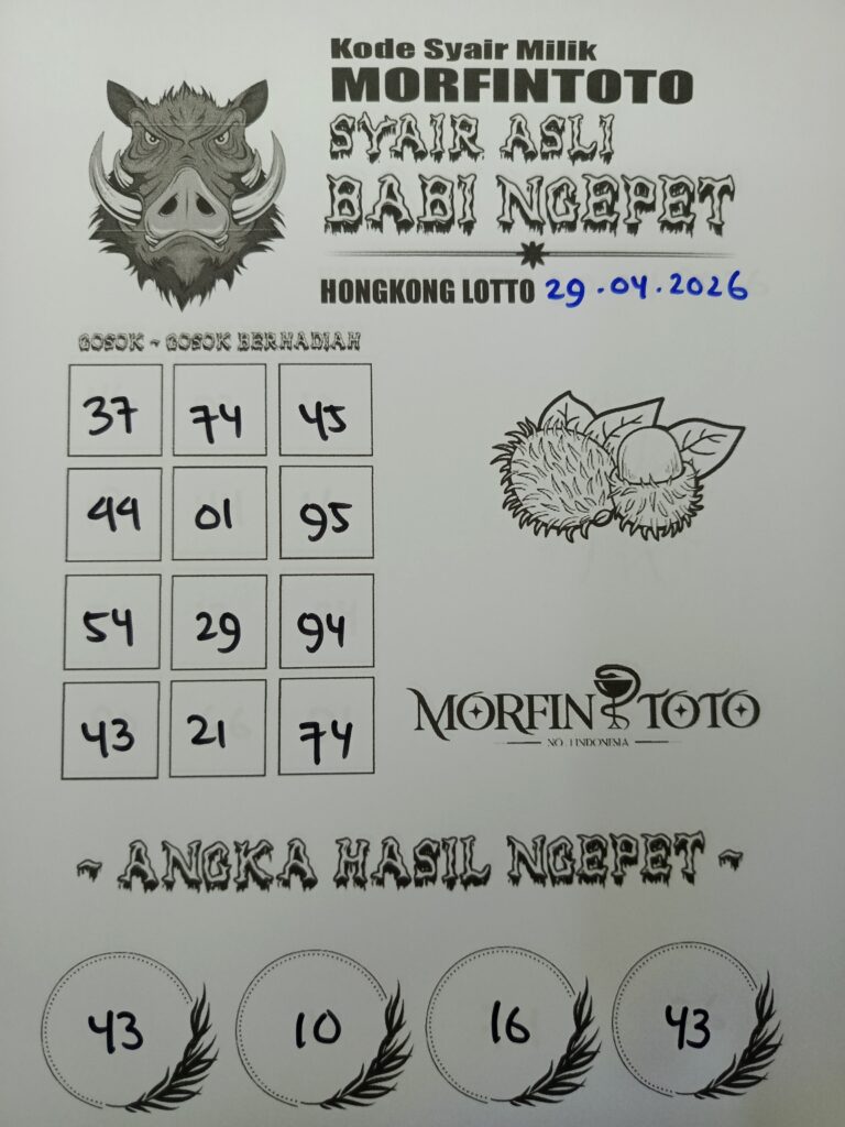 SYAIR TOGEL BABI NGEPET HONGKONG LOTTO 29 APRIL 2026