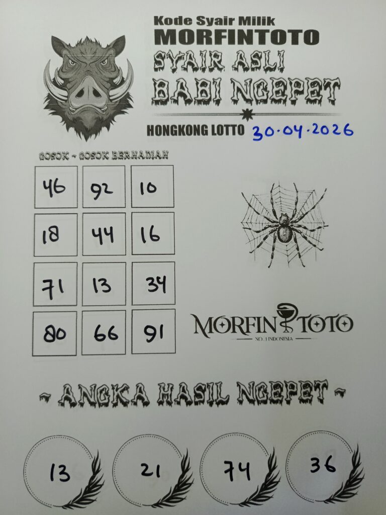 SYAIR TOGEL BABI NGEPET HONGKONG LOTTO 30 APRIL 2026