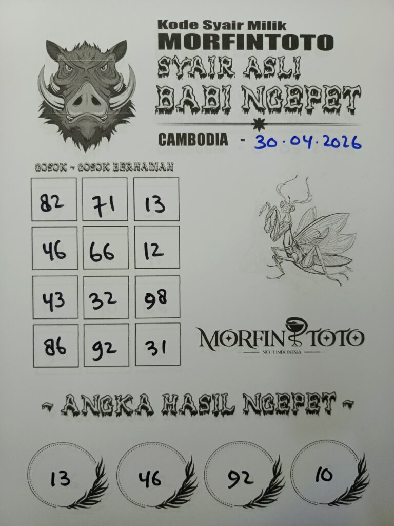 SYAIR TOGEL BABI NGEPET CAMBODIA 30 APRIL 2026