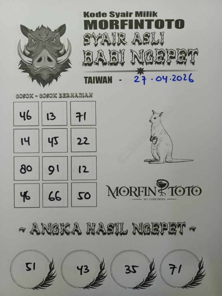 SYAIR TOGEL BABI NGEPET TAIWAN 27 APRIL 2026