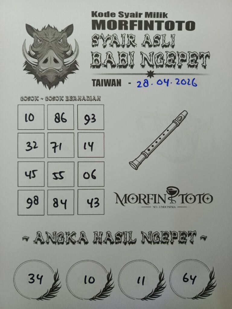 SYAIR TOGEL BABI NGEPET TAIWAN 28 APRIL 2026