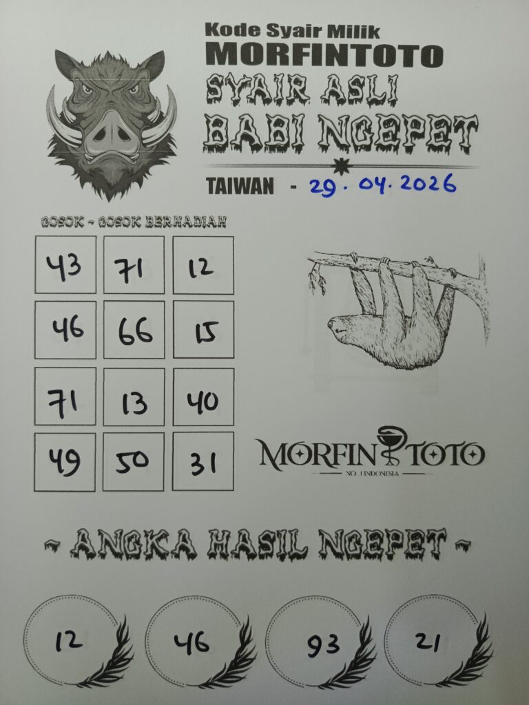 SYAIR TOGEL BABI NGEPET TAIWAN 29 APRIL 2026