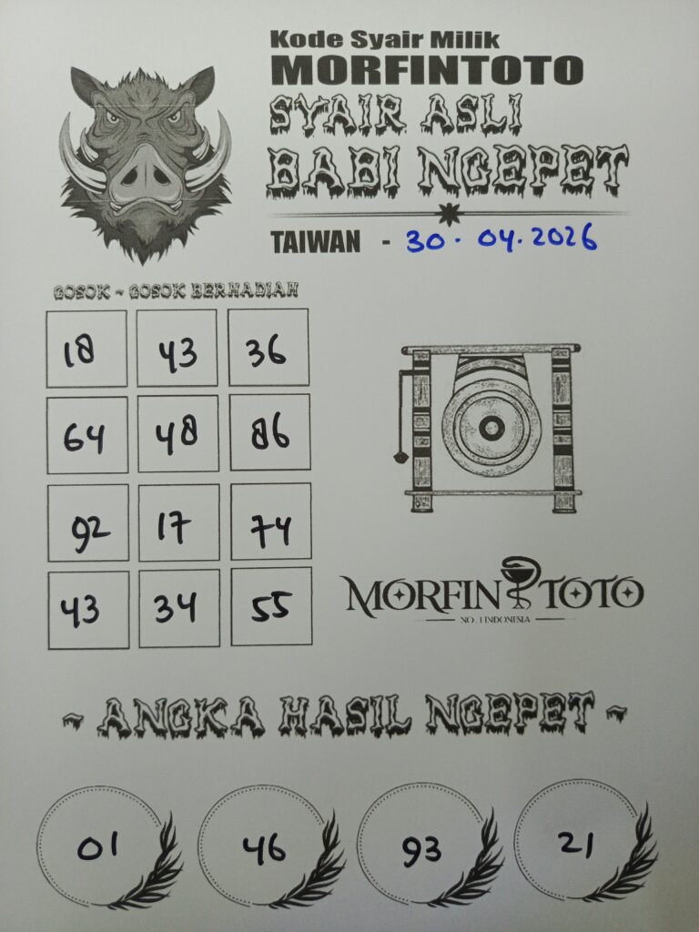 SYAIR TOGEL BABI NGEPET TAIWAN 30 APRIL 2026