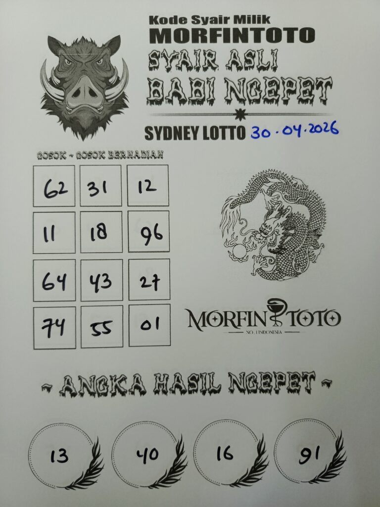 SYAIR TOGEL BABI NGEPET SYDNEY LOTTO 30 APRIL 2026