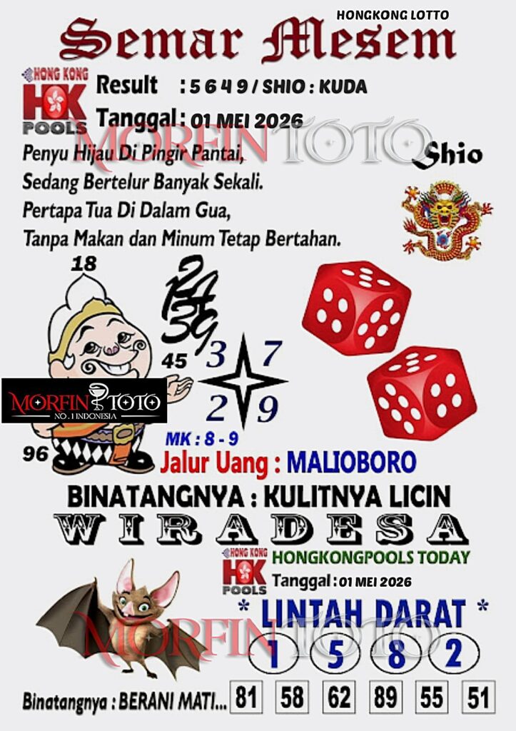 SYAIR TOGEL SEMAR MESEM  HONGKONG LOTTO 01 MEI 2026