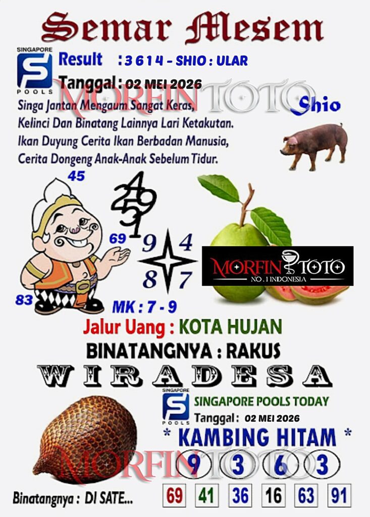 SYAIR TOGEL SINGAPORE SEMAR MESEM 02 MEI 2026