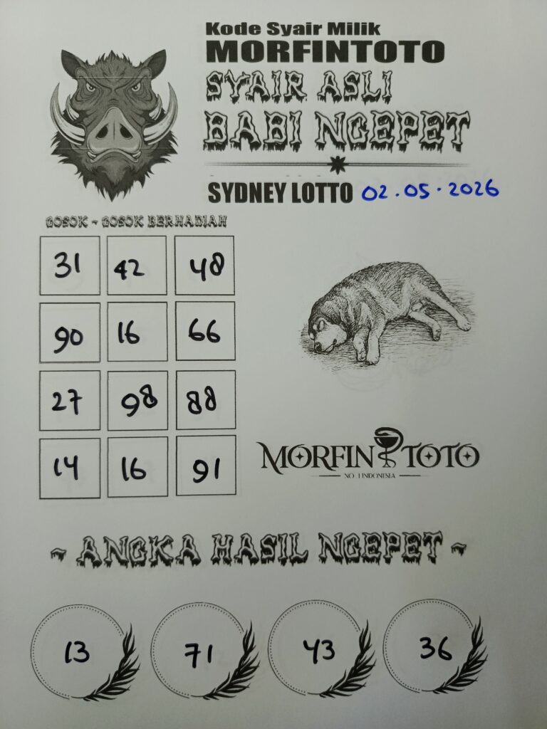 SYAIR TOGEL BABI NGEPET SYDNEY LOTTO 02 MEI 2026