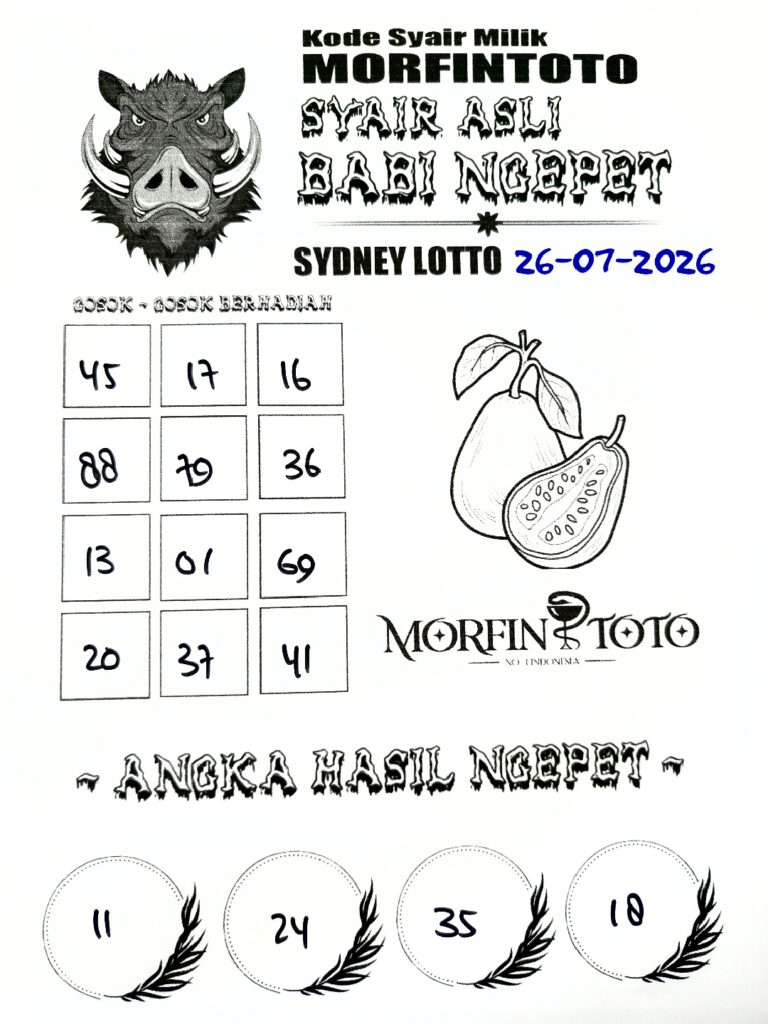 SYAIR TOGEL BABI NGEPET SYDNEY LOTTO 26 JULI 2026