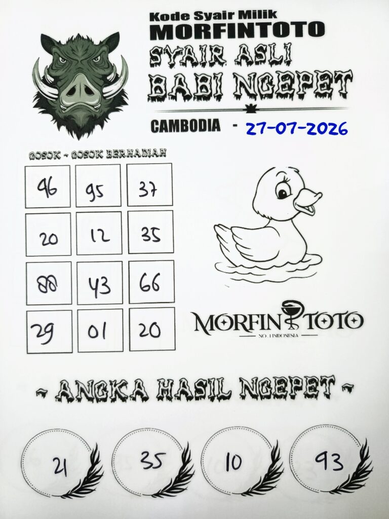 SYAIR TOGEL BABI NGEPET CAMBODIA 27 JULI 2026