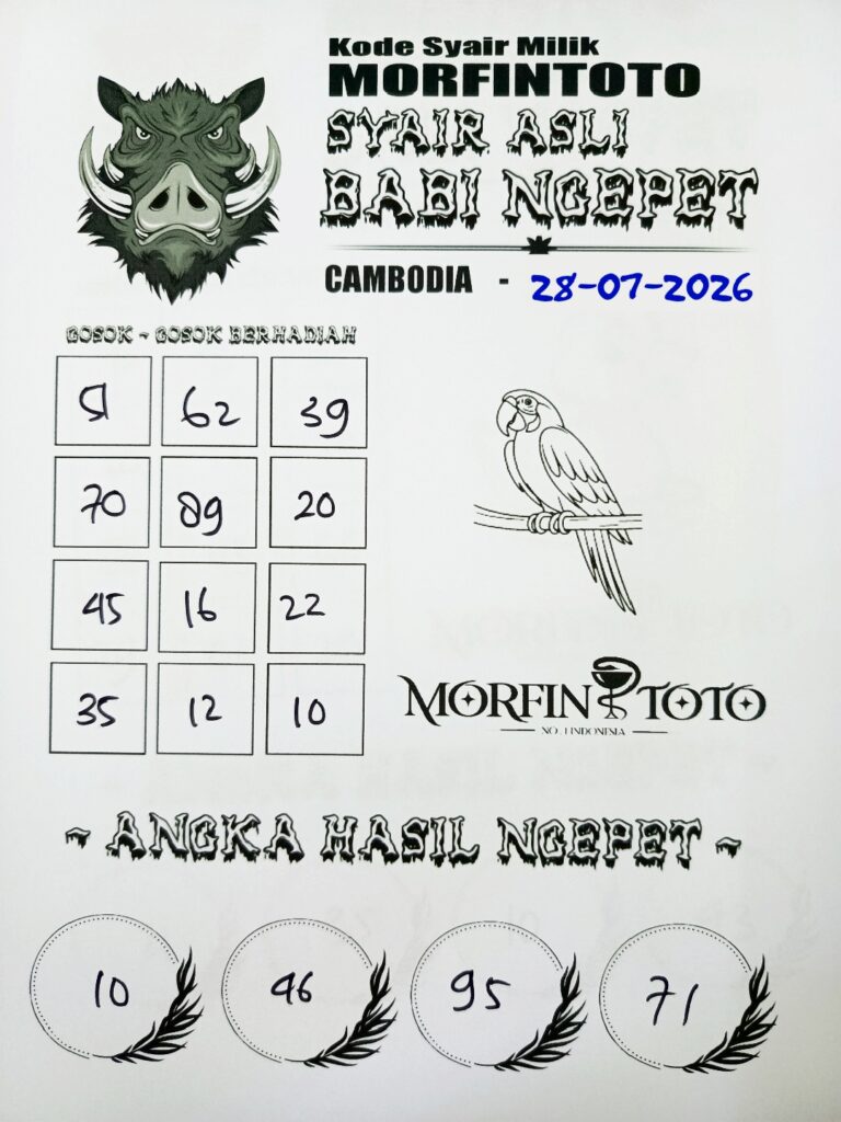 SYAIR TOGEL BABI NGEPET CAMBODIA 28 JULI 2026