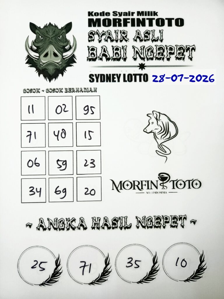 SYAIR TOGEL BABI NGEPET SYDNEY LOTTO 28 JULI 2026