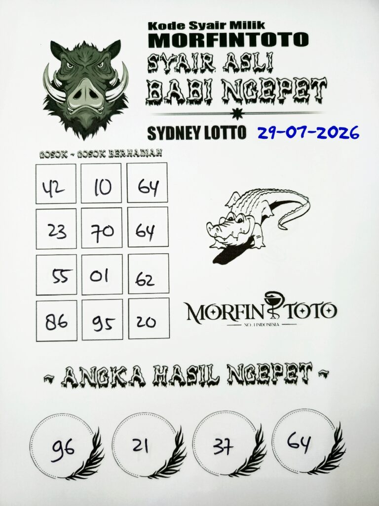 SYAIR TOGEL BABI NGEPET SYDNEY LOTTO 29 JULI 2026