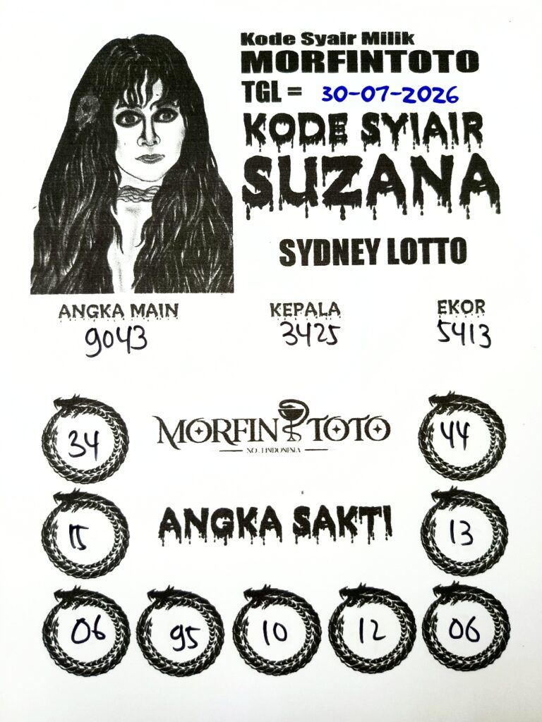 SYAIR TOGEL SUZANA SYDNEY LOTTO 30 JULI 2026