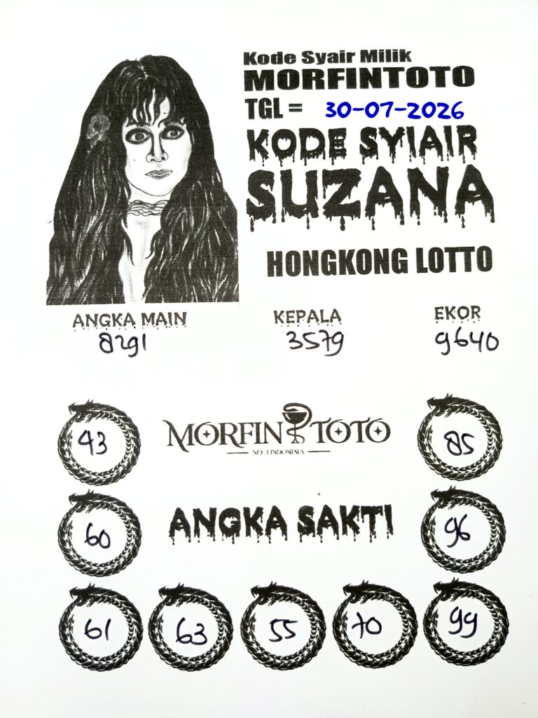 SYAIR TOGEL SUZANA HONGKONG LOTTO 30 JULI 2026