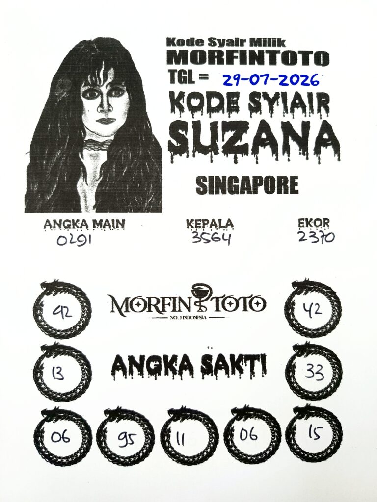SYAIR TOGEL SUZANA SINGAPORE POOLS 29 JULI 2026