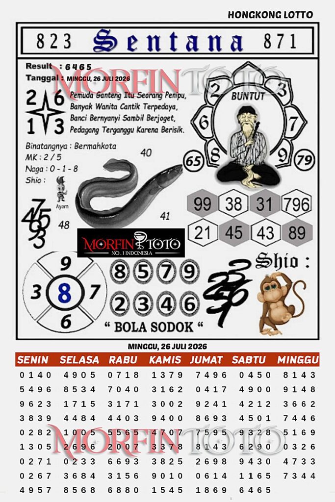 SYAIR TOGEL SENTANA HONGKONG LOTTO 26 JULI 2026