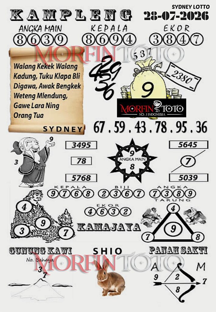 SYAIR TOGEL KAMPLENG SYDNEY LOTTO 28 JULI 2026