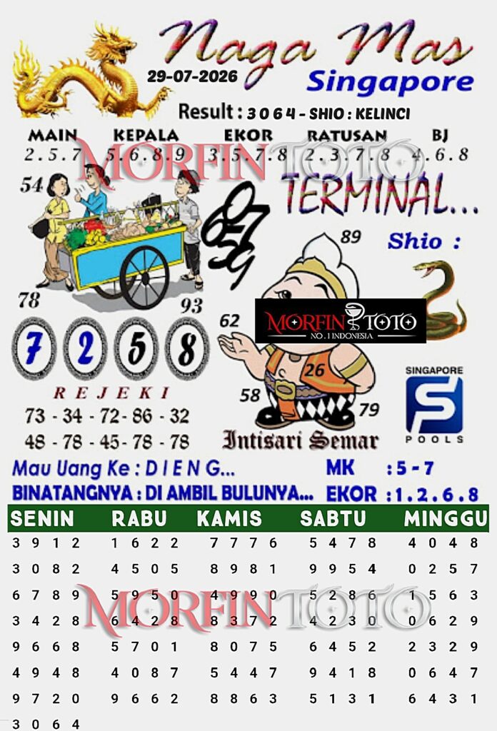 SYAIR TOGEL NAGA MAS SINGAPORE POOLS 29 JULI 2026