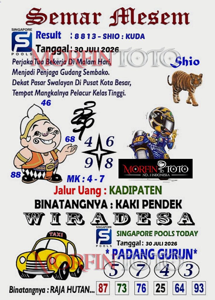 SYAIR TOGEL SEMAR MESEM SINGAPORE POOLS 30 JULI 2026