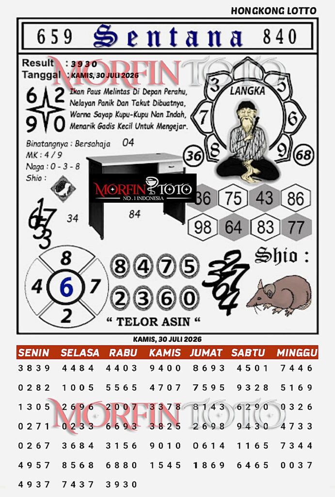 SYAIR TOGEL SENTANA HONGKONG LOTTO 30 JULI 2026