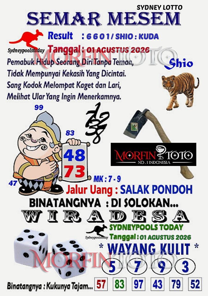 SYAIR TOGEL SEMAR MESEM SYDNEY LOTTO 01 AGUSTUS 2026