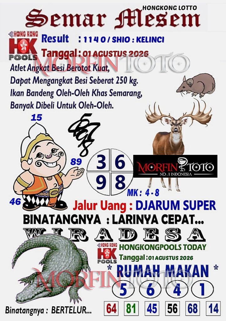 SYAIR TOGEL SEMAR MESEM HONGKONG LOTTO 01 AGUSTUS 2026