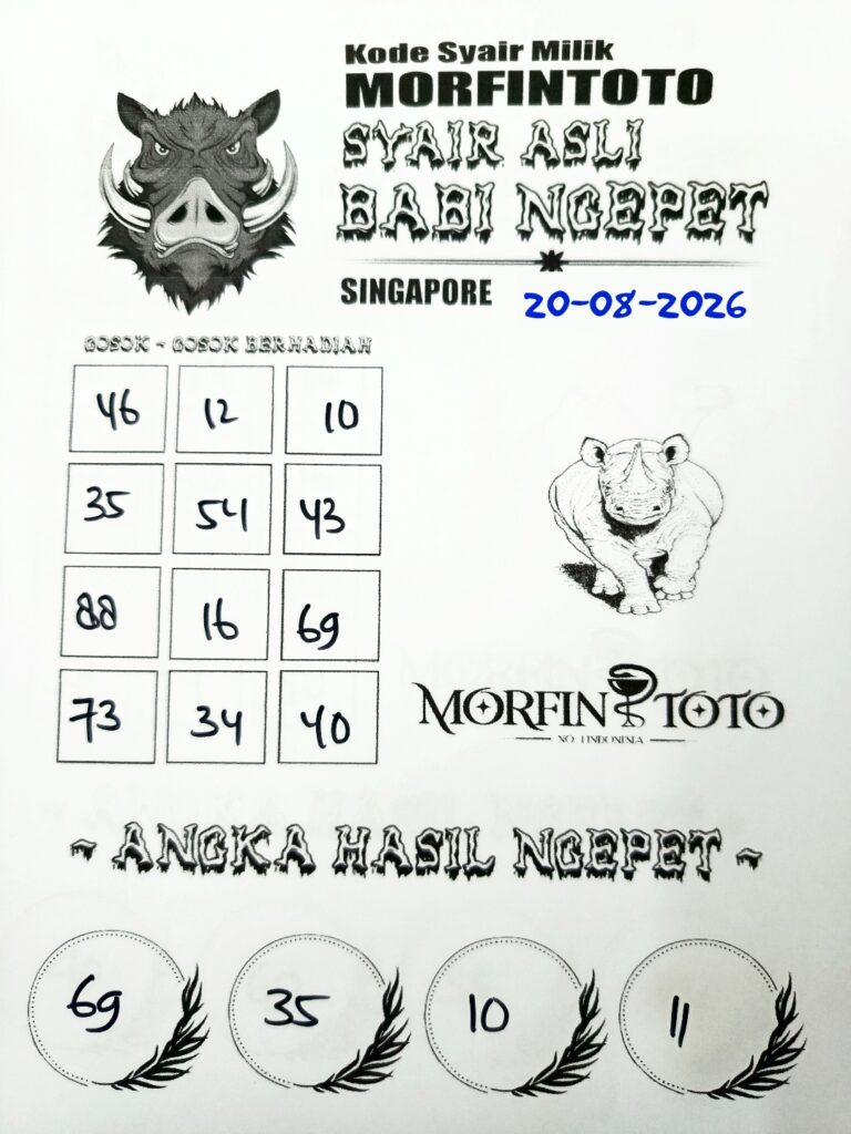 SYAIR TOGEL BABI NGEPET SINGAPORE POOLS 20 AGUSTUS 2026