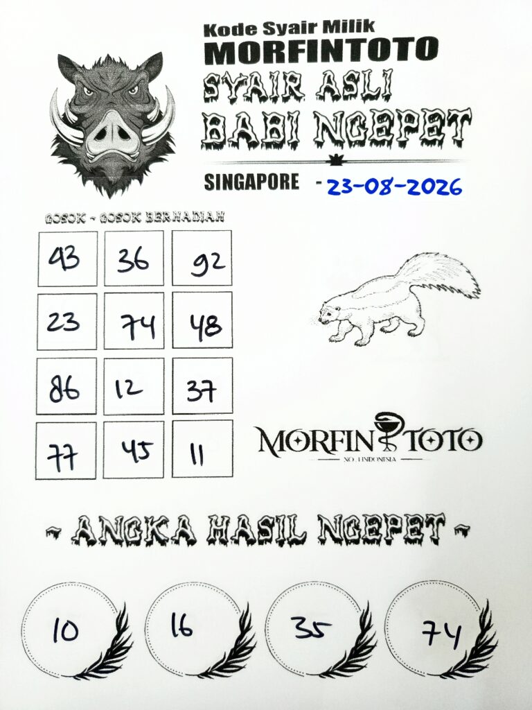 SYAIR TOGEL BABI NGEPET SINGAPORE POOLS 23 AGUSTUS 2326